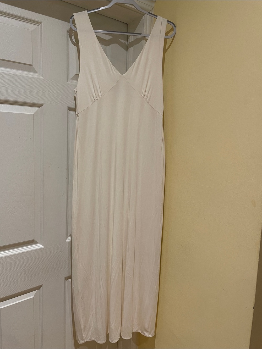 Cream Modal Blend Maxi Maternity Dress Minimalist Quiet Luxury Coastal Chic XXL